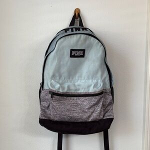 PINK Victoria's Secret Light Blue and Black Backpack